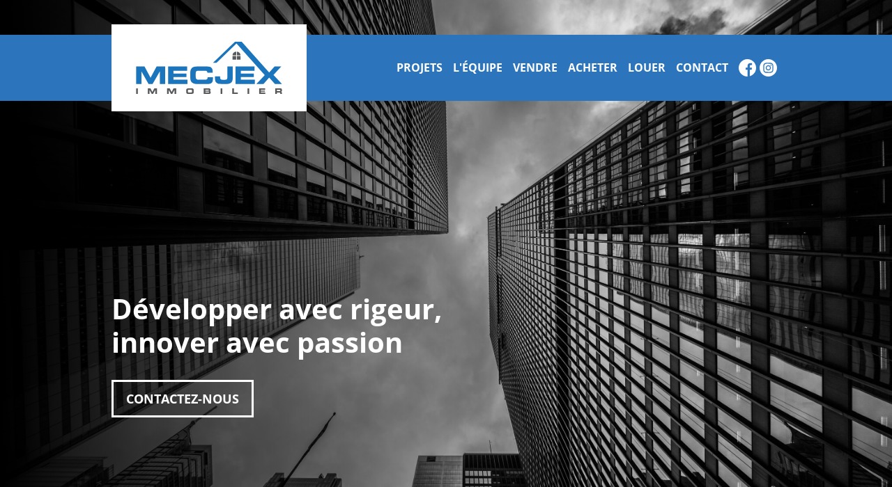 Capture d'écran du site de Mecjex Immobillier